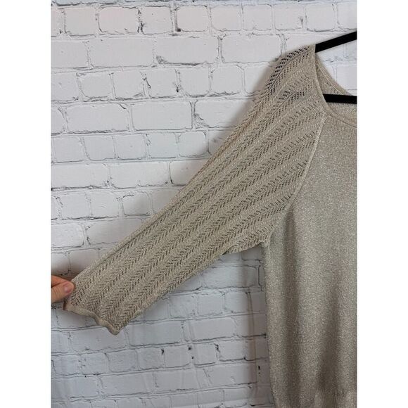 CHICO'S beige gold knit rayon blend sweater pullover size 3 XL - Picture 4 of 6